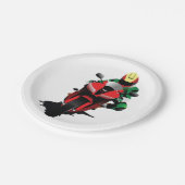 Motorrijder Rijden Rode Sportbike Papieren Bordje (Gekanteld)