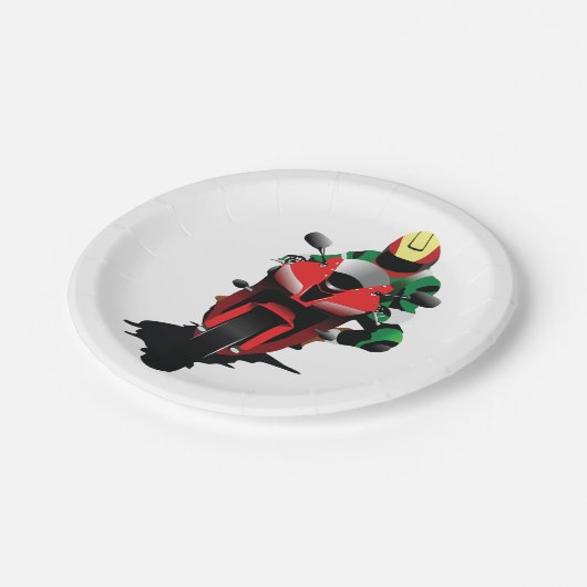 Motorrijder Rijden Rode Sportbike Papieren Bordje (Gekanteld)