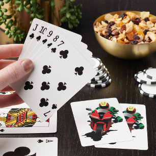 Motorrijder Rijden Rode Sportbike Pokerkaarten
