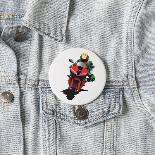 Motorrijder Rijden Rode Sportbike Ronde Button 7,6 Cm