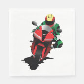 Motorrijder Rijden Rode Sportbike Servet (Voorkant)