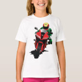 Motorrijder Rijden Rode Sportbike T-shirt (Voorkant)