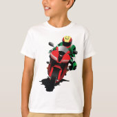 Motorrijder Rijden Rode Sportbike T-shirt (Voorkant)