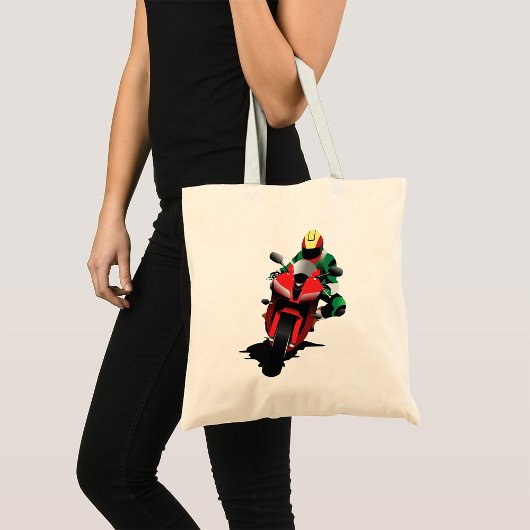 Motorrijder Rijden Rode Sportbike Tote Bag