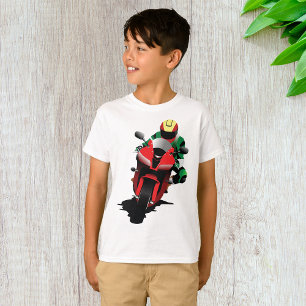 Motorrijder rijdt op rode sportmotor t-shirt