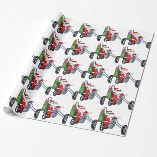 motorrijder santa claus cadeaupapier (Uitgerold)