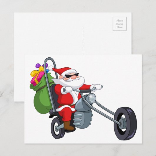 motorrijder santa claus feestdagenkaart (Voorkant / Achterkant)