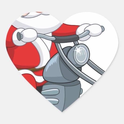 motorrijder santa claus hart sticker (Voorkant)