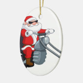 motorrijder santa claus keramisch ornament (Links)