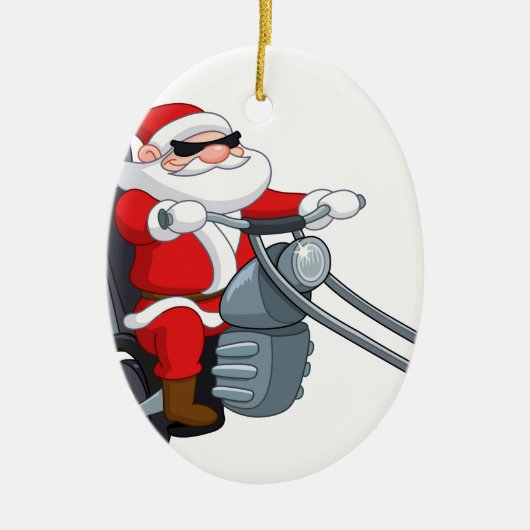 motorrijder santa claus keramisch ornament (Voorkant)