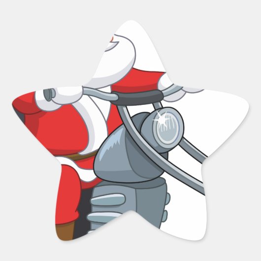 motorrijder santa claus ster sticker (Voorkant)