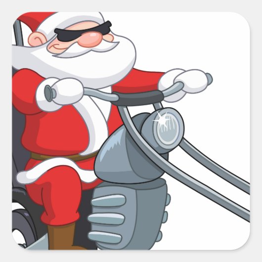 motorrijder santa claus vierkante sticker (Voorkant)