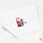 motorrijder santa claus vierkante sticker (Envelop)
