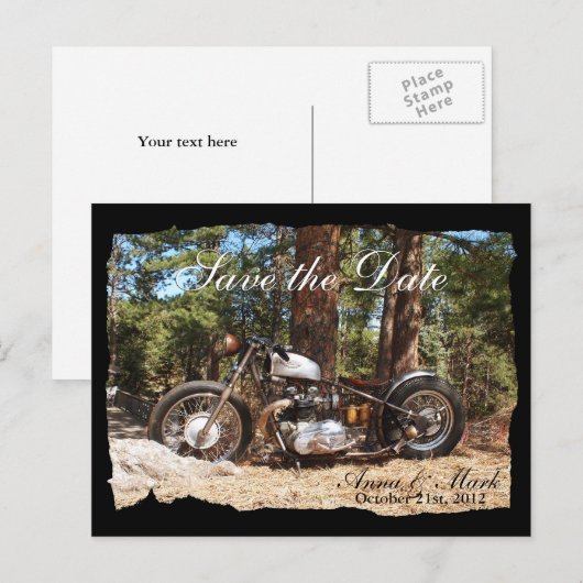 Motorrijder Save the Date Briefkaart (Voorkant / Achterkant)