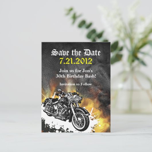 Motorrijder Save the Date Briefkaart (Staand voorkant)