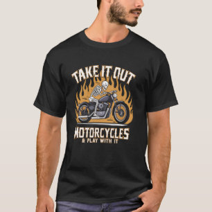 Motorrijder Skelet Biker Vlammen Cadeau Cool D T-shirt