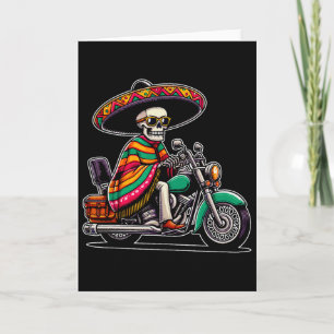 Motorrijder Skelet Mexicaanse Hoed Cinco D Kaart