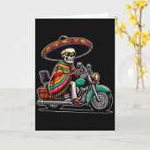 Motorrijder Skelet Mexicaanse Hoed Cinco D Kaart (Gele Bloem)