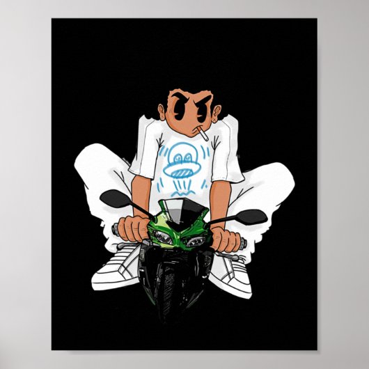 motorrijder Sticker Poster (Voorkant)