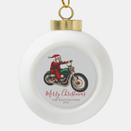 Motorrijder Vrolijk Kerstfeest Keramische Bal Ornament
