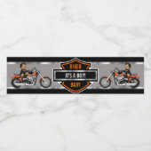 Motorrijwiel Baby Oranje zwart schild Waterfles Etiket (Enkel label)