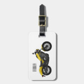 Motorrijwiel, cartoon bagagelabel (Voorkant verticaal)