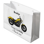 Motorrijwiel, cartoon groot cadeauzakje (Voorkant Gekanteld)