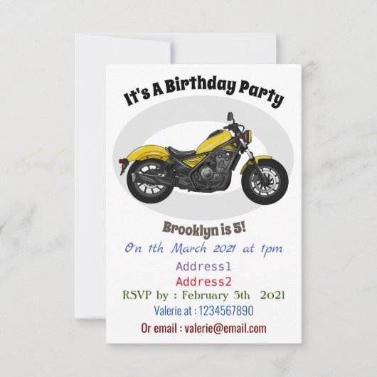 Motorrijwiel, cartoon kaart (Voorkant)