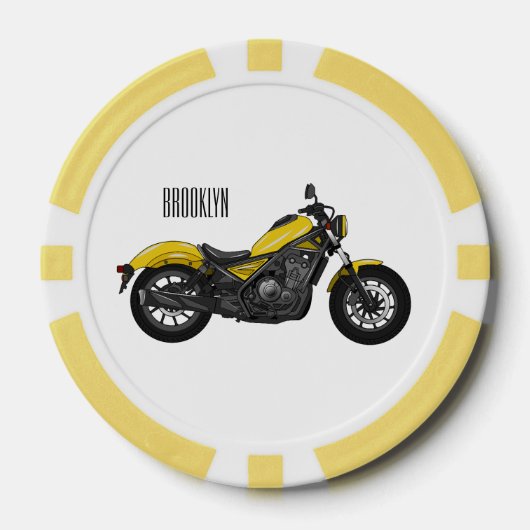 Motorrijwiel, cartoon poker chips (Voorkant)