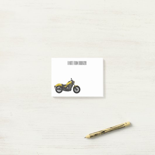 Motorrijwiel, cartoon post-it® notes (Op bureau)