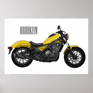 Motorrijwiel, cartoon poster