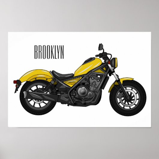 Motorrijwiel, cartoon poster (Voorkant)