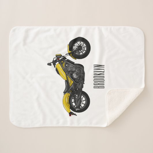 Motorrijwiel, cartoon sherpa deken (Voorkant (horizontaal))