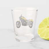 Motorrijwiel, cartoon shot glas (Achterkant)
