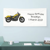 Motorrijwiel, cartoon spandoek (Beurs)