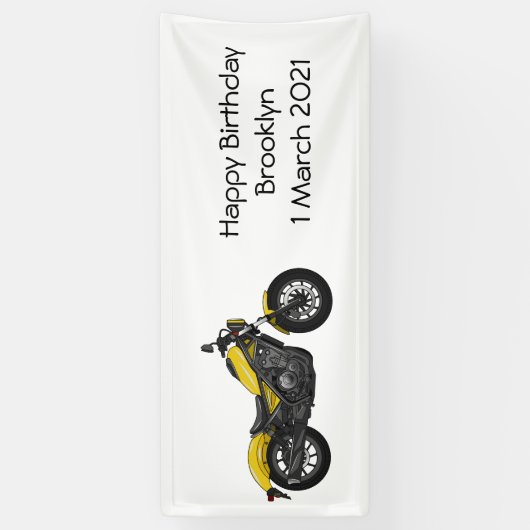 Motorrijwiel, cartoon spandoek (Verticaal)