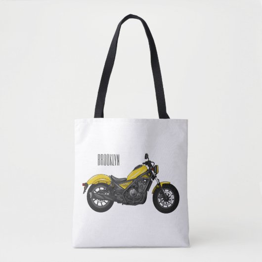 Motorrijwiel, cartoon tote bag (Voorkant)