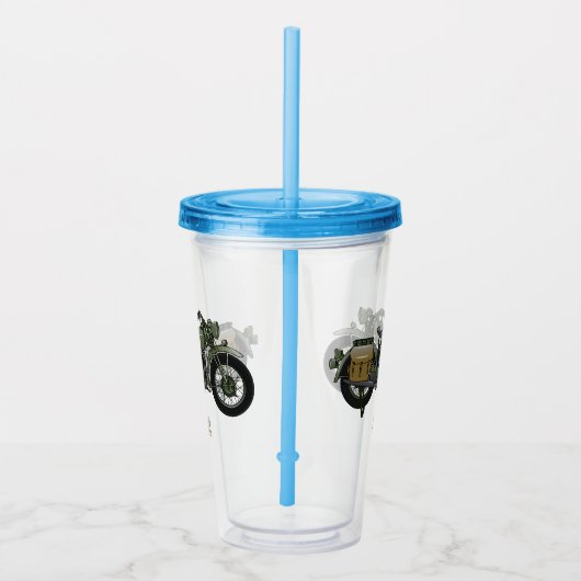 Motorrijwiel cartoon van militaire kruiser acryl drinkbeker (Rechts)