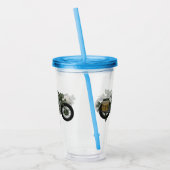 Motorrijwiel cartoon van militaire kruiser acryl drinkbeker (Links)