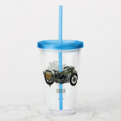 Motorrijwiel cartoon van militaire kruiser acryl drinkbeker (Voorkant)