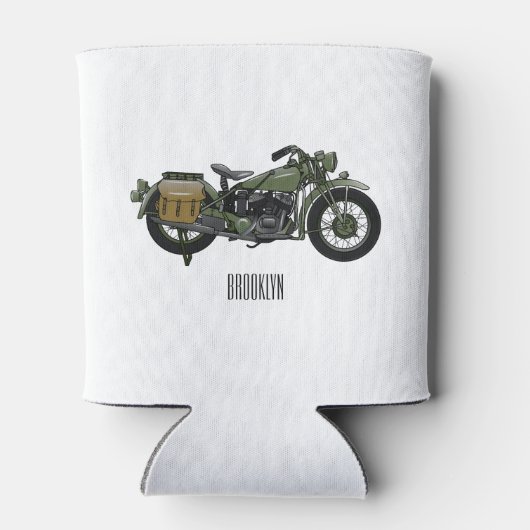 Motorrijwiel cartoon van militaire kruiser blikjeskoeler (Achterkant)