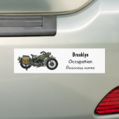 Motorrijwiel cartoon van militaire kruiser bumpersticker (Op auto)
