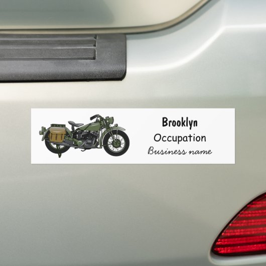 Motorrijwiel cartoon van militaire kruiser bumpersticker (Op auto)