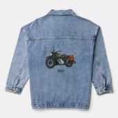 Motorrijwiel cartoon van militaire kruiser denim jacket (Achterkant)