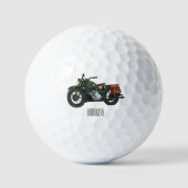 Motorrijwiel cartoon van militaire kruiser golfballen (Voorkant)