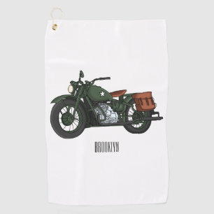 Motorrijwiel cartoon van militaire kruiser golfhanddoek