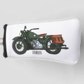 Motorrijwiel cartoon van militaire kruiser golfheadcover (Voorkant)