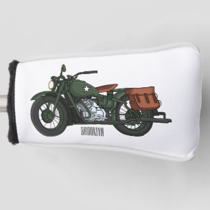 Motorrijwiel cartoon van militaire kruiser golfheadcover