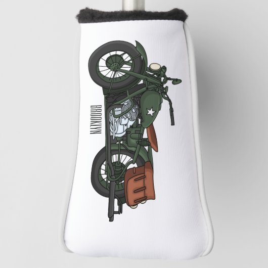Motorrijwiel cartoon van militaire kruiser golfheadcover (Draai 90)