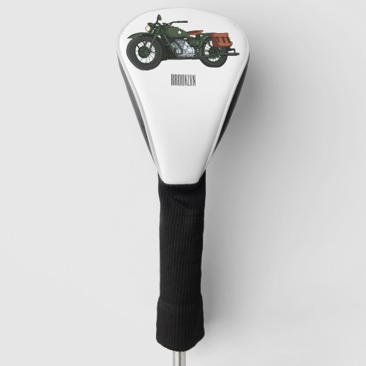 Motorrijwiel cartoon van militaire kruiser golfheadcover (Voorkant)